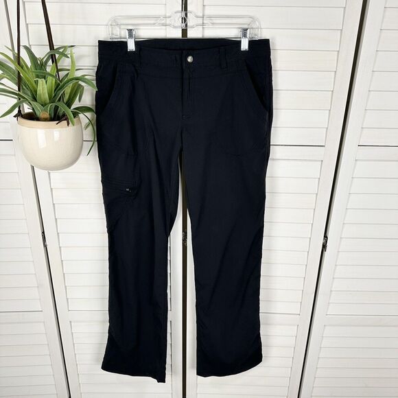 Eddie Bauer Black‎ Travex Hiking Pants 8 Outdoor Nylon Stretch Zip Pockets - Picture 1 of 9